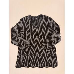 Women's Escada Margaretha Ley Black/Gold Scalloped Sweater Size 40/US 10